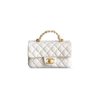 CHANEL MINI FLAP HANDLE CALFSKIN CAVIAR AS5701 (20*12*6cm）